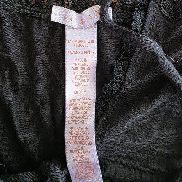 Savage X Fenty Maxi Slip Boho Peek Behind the Lace Black Gown Maxi Sz M NWOT - Picture 8 of 8